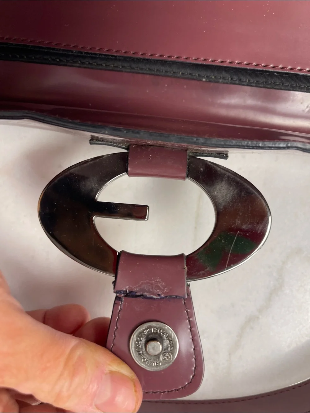 Guess Patent Shoulder Bag with Silver Hardware